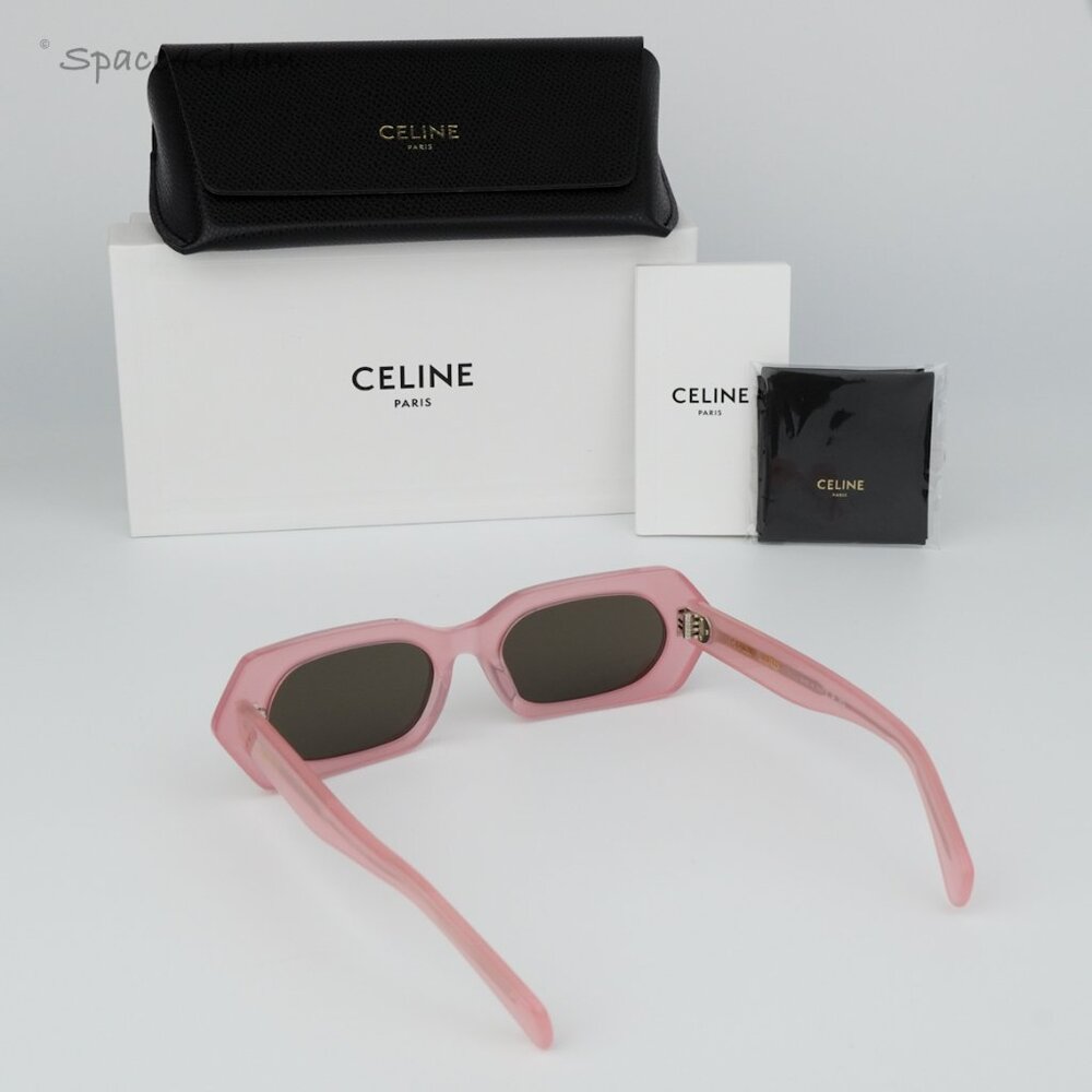 BRAND NEW Celine CL40243I 72J Shiny Opal Pink Brown  Rectangle Women Sunglasses - Picture 4 of 8